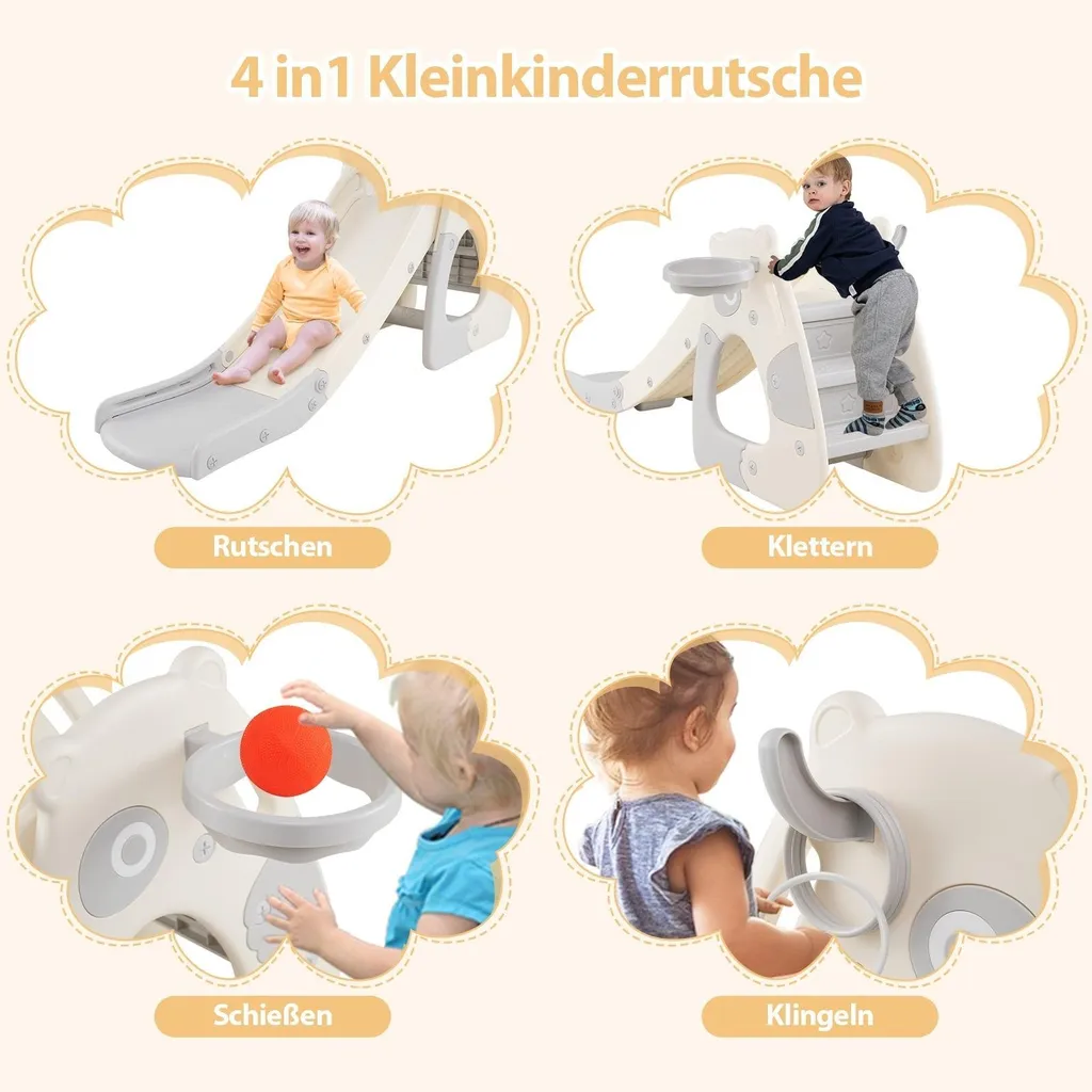 Toboggan pour tout-petits avec panier de basket gris pliable Modèle T1 - 3