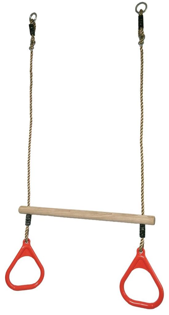 Robustes Holztrapez 3-in-1-Schaukel für Kinder, braun/rot, 58x21x3,5 cm, max. 70 kg