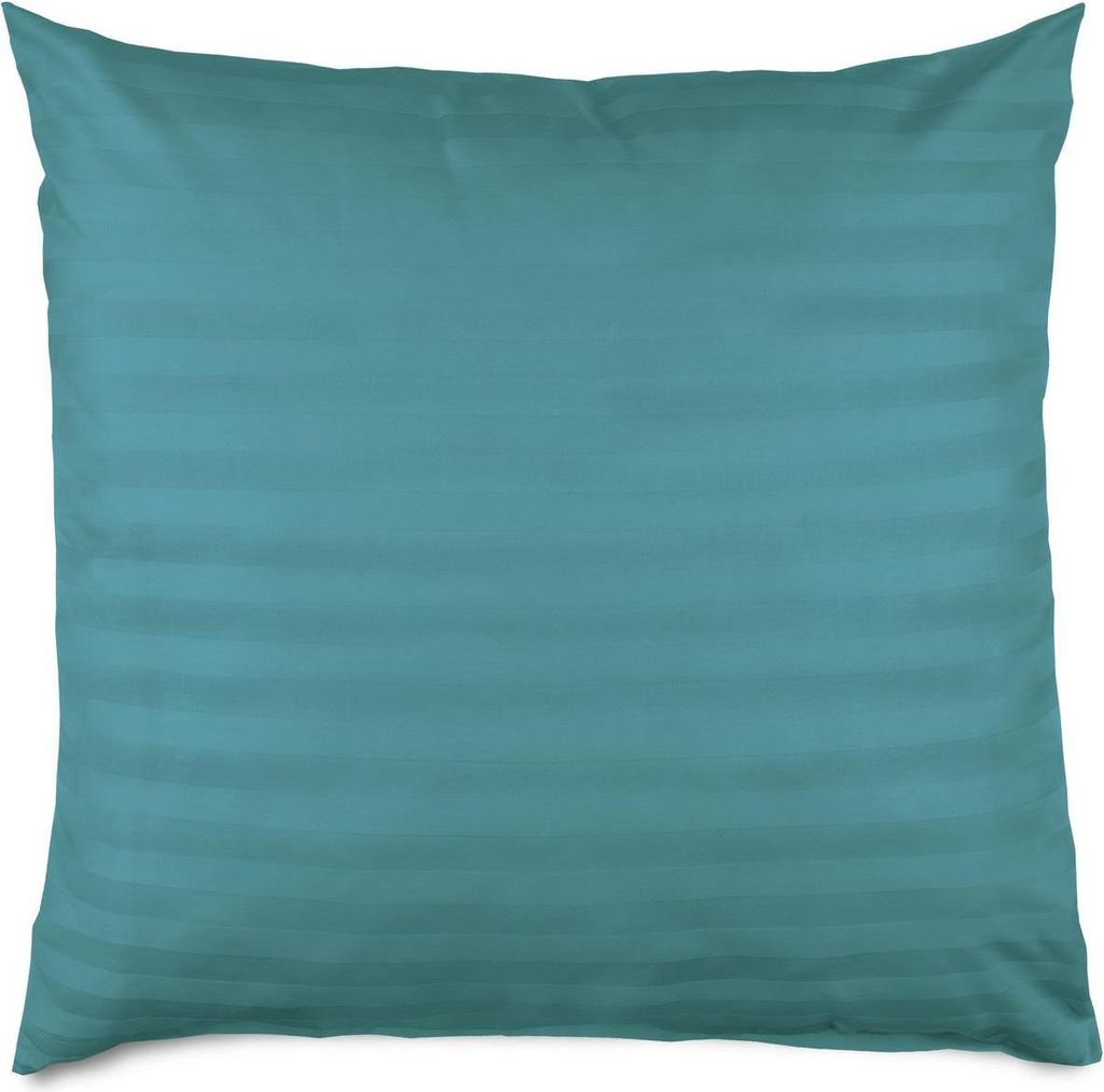 Bambus-Baumwoll-Satin Kissenbezug 40x40 Türkis Streifen