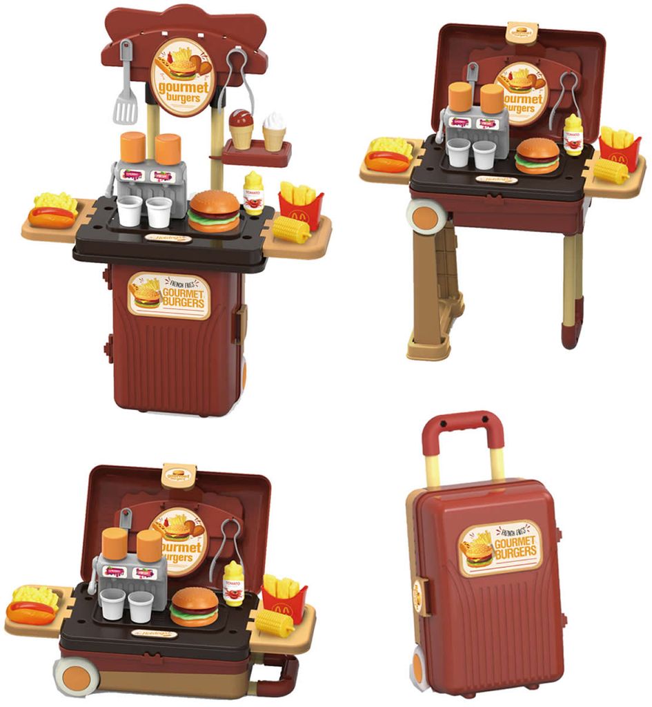 Luna Trolley Fast Food 4in1 mit Zubehör 15-tlg. Kinder Imbiss Stand Bude Spielset