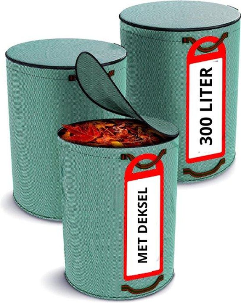 Tuinafvalzakken, set van 3 stuks, 300 liter, met rits, 4 Productafbeelding 