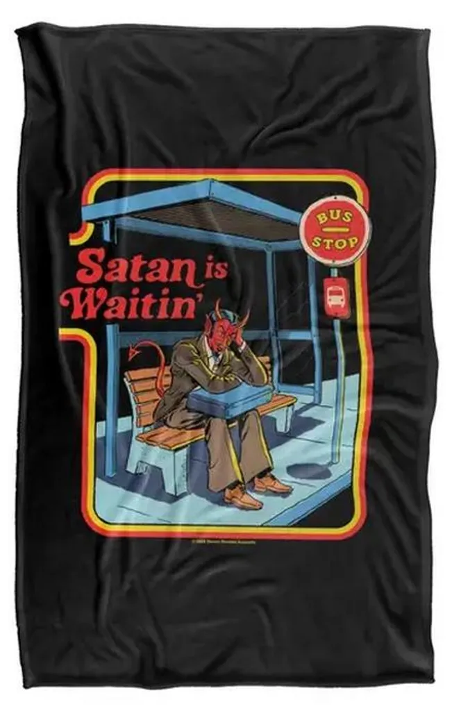 Plaid Doux Satan Is Waitin par Steven Rhodes 147x91cm Multicolore