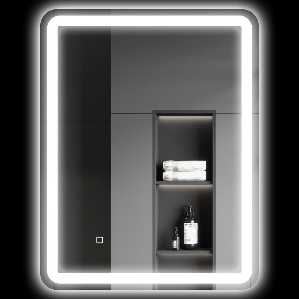 HOMCOM Badspiegel, 60 x 80 cm LED Badezimmerspiegel mit 3 Produktbild 