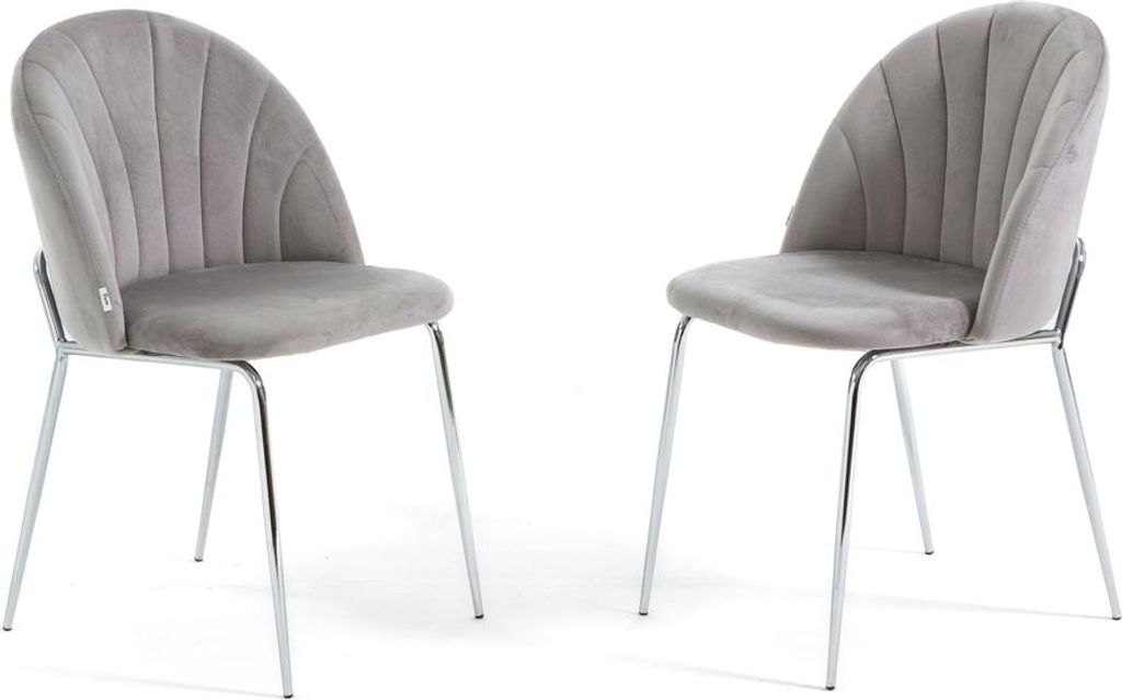 Set 2 Esszimmerstühle aus Samt mit Metallbeinen, Produktbild 
