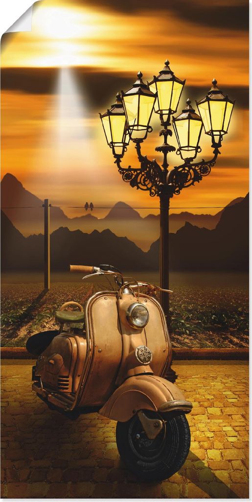 ARTland Poster Oldtimer Motorroller romantisch Größe: 50x100 cm