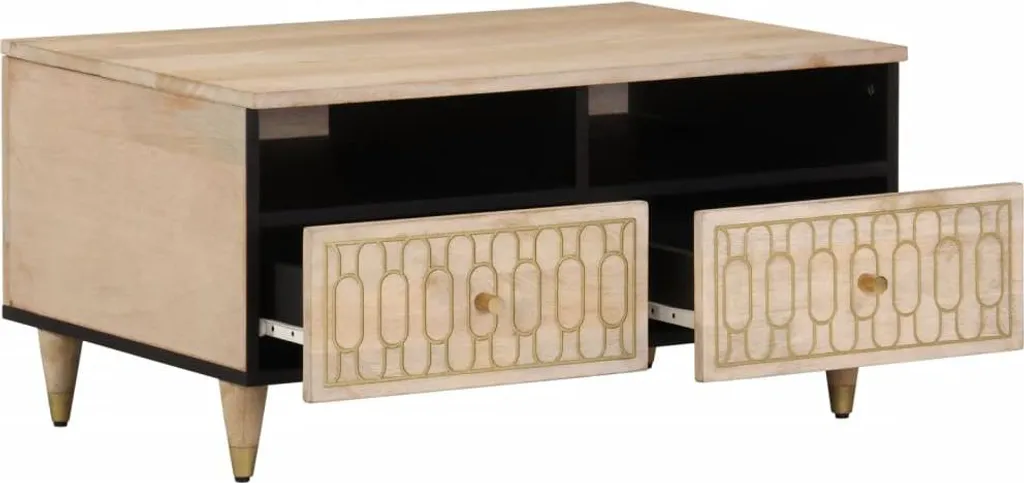 Tavolino da Salotto vidaXL 80x54x40 Legno Mango Massello Stile Loft