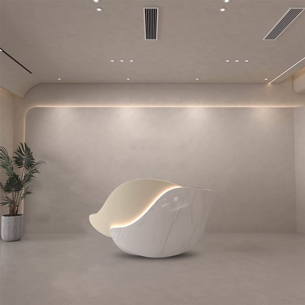 Theke Kasse Empfangstresen Gastronomie-Theke Rezeption Tresen Kosmetikstudio-Empfang Beige 140cm 【Yezi B140】