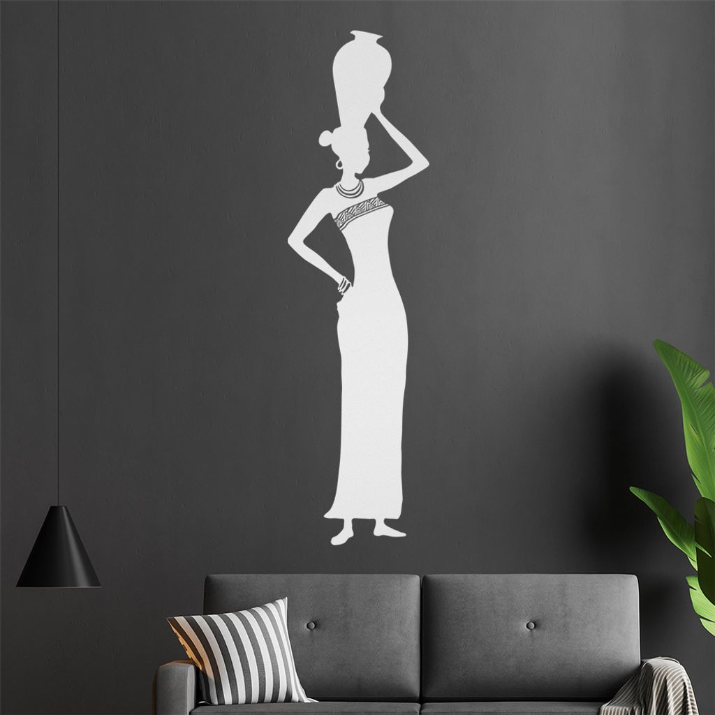 KIWISTAR Afrikanerin Topfträger Wandtattoo in 6 Größen - Wandaufkleber Wall Sticker - Dekoration, Küche, Wohnzimmer, Schlafzimmer, Badezimmer