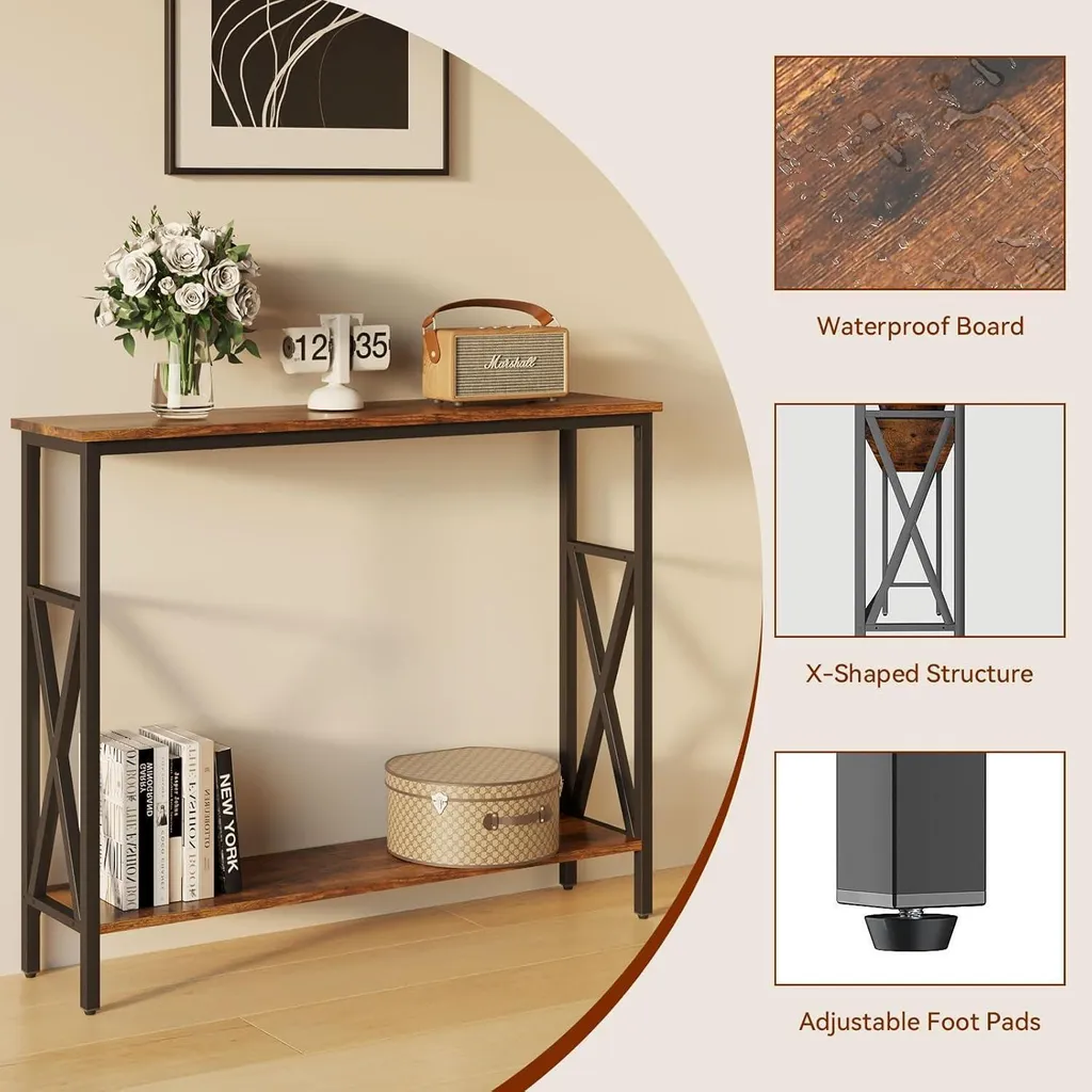 Console stable pour sol irrégulier réglable marron rustique 101 cm - 8