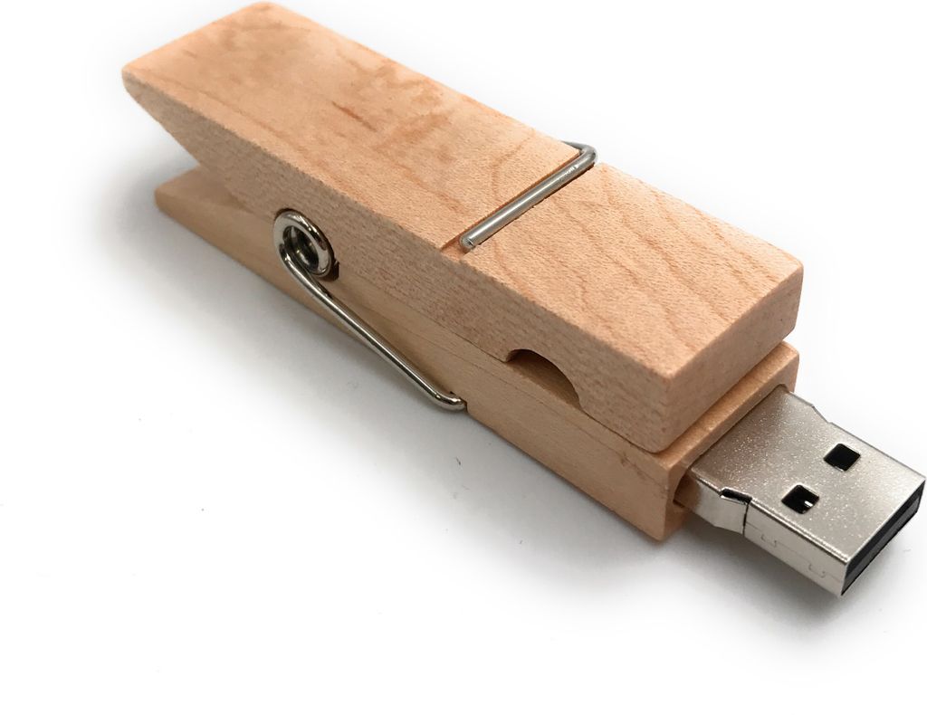 Onlineworld2013 Wäscheklammer echt Holz Klammer Glupperl Funny USB Stick 64 GB USB 3.0