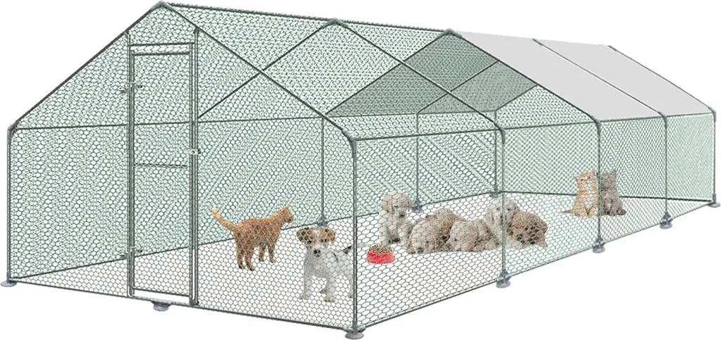 Poulailler d'Extérieur pour Élevage de Plein Air 3x8x2m Protection Animaux