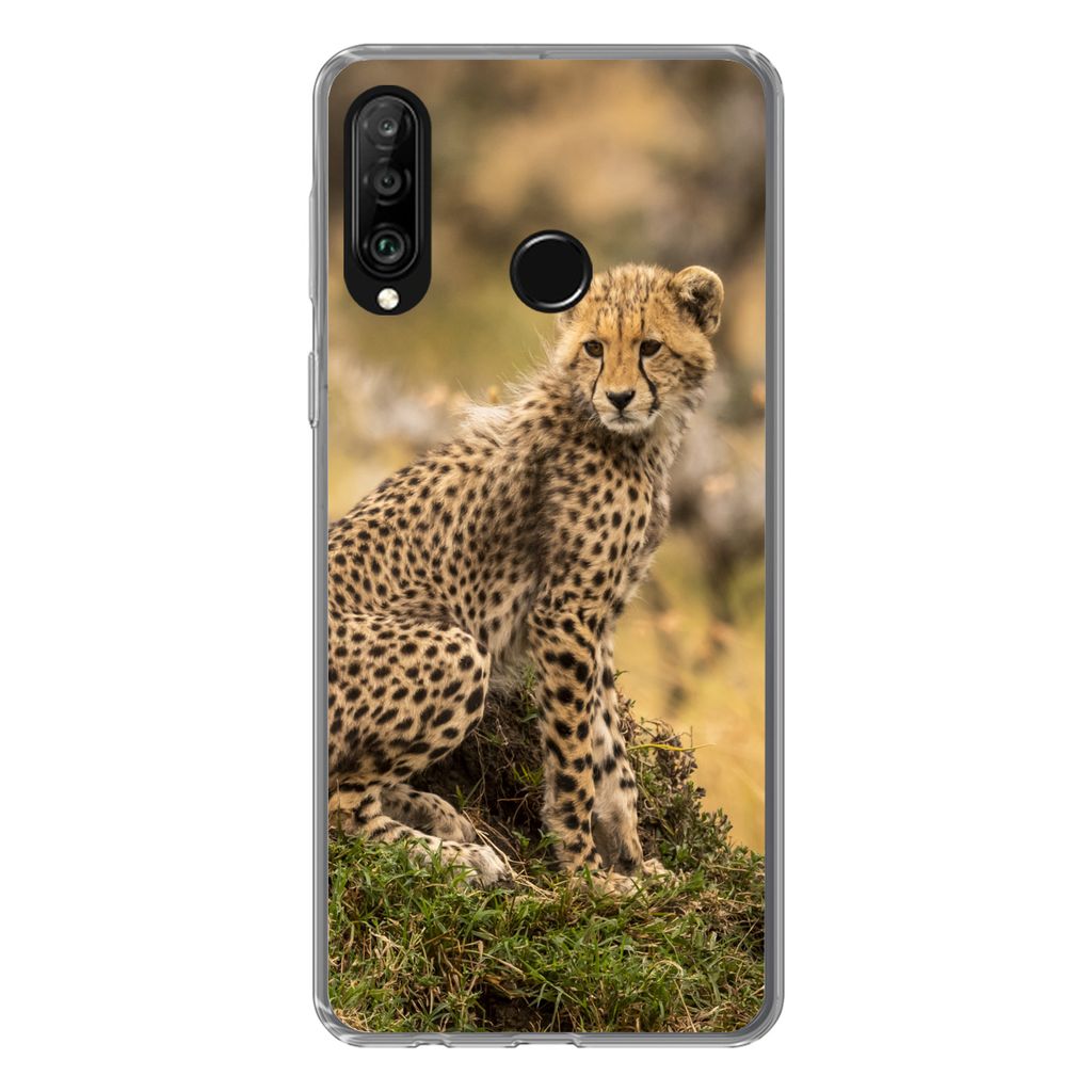 MuchoWow Handyhülle Schutzhülle Hülle für Huawei P30 Lite Leopard - Wald - Tier Silikon Softcase Handy Hülle - Handyhülle