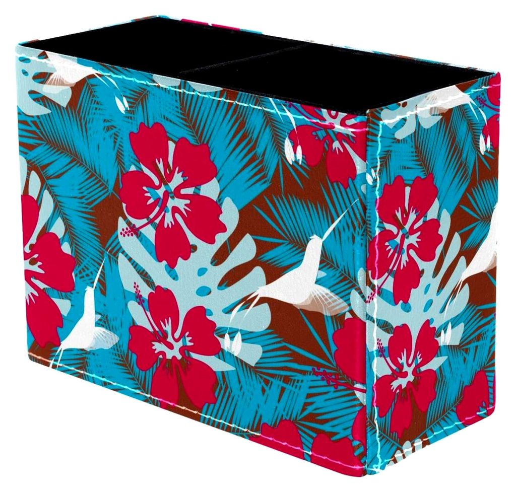 Rosenroter vierblättriger Kleeblatt-Stifthalter für den Schreibtisch mit 2 Fächern, Aufbewahrung für Stifte und Make-up-Pinsel, Organizer für ...