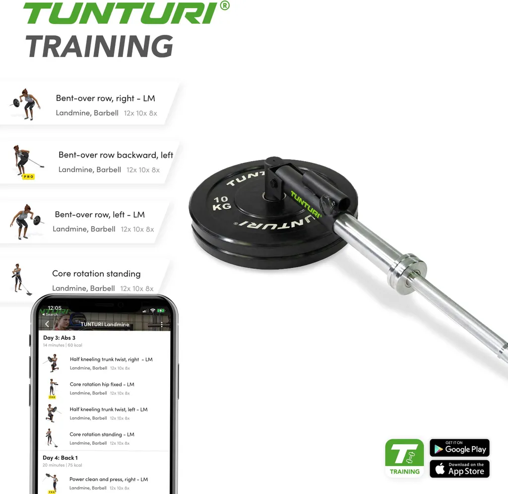 Mine terrestre Tunturi pour exercices de rowing et rotation du buste - 4