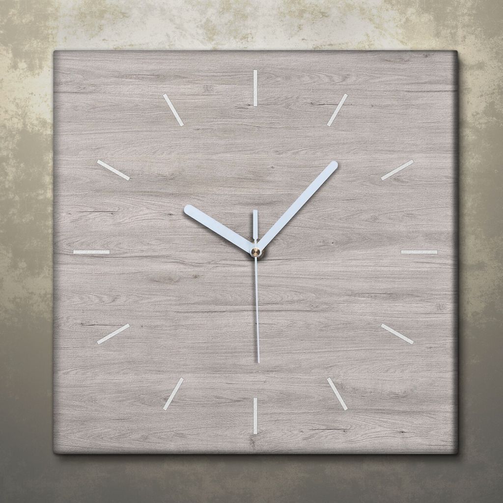 Wohnzimmer Leinwand Uhr Geräuschlos Küche 30x30 Weiß, Holz, Motive, Textur, weiße Zeiger