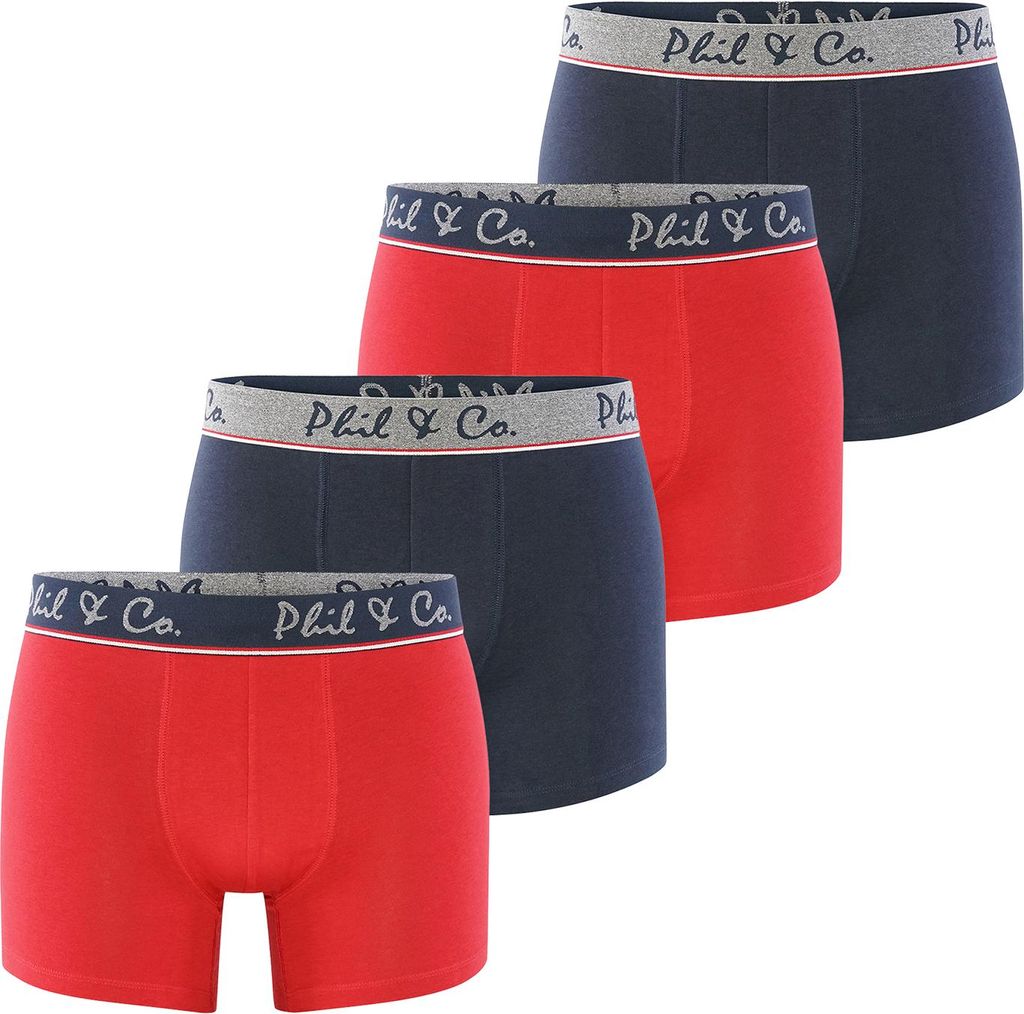 Phil & Co. Berlin Herren Retro Pants 4-Pack Jersey - navy-rot - Größe M