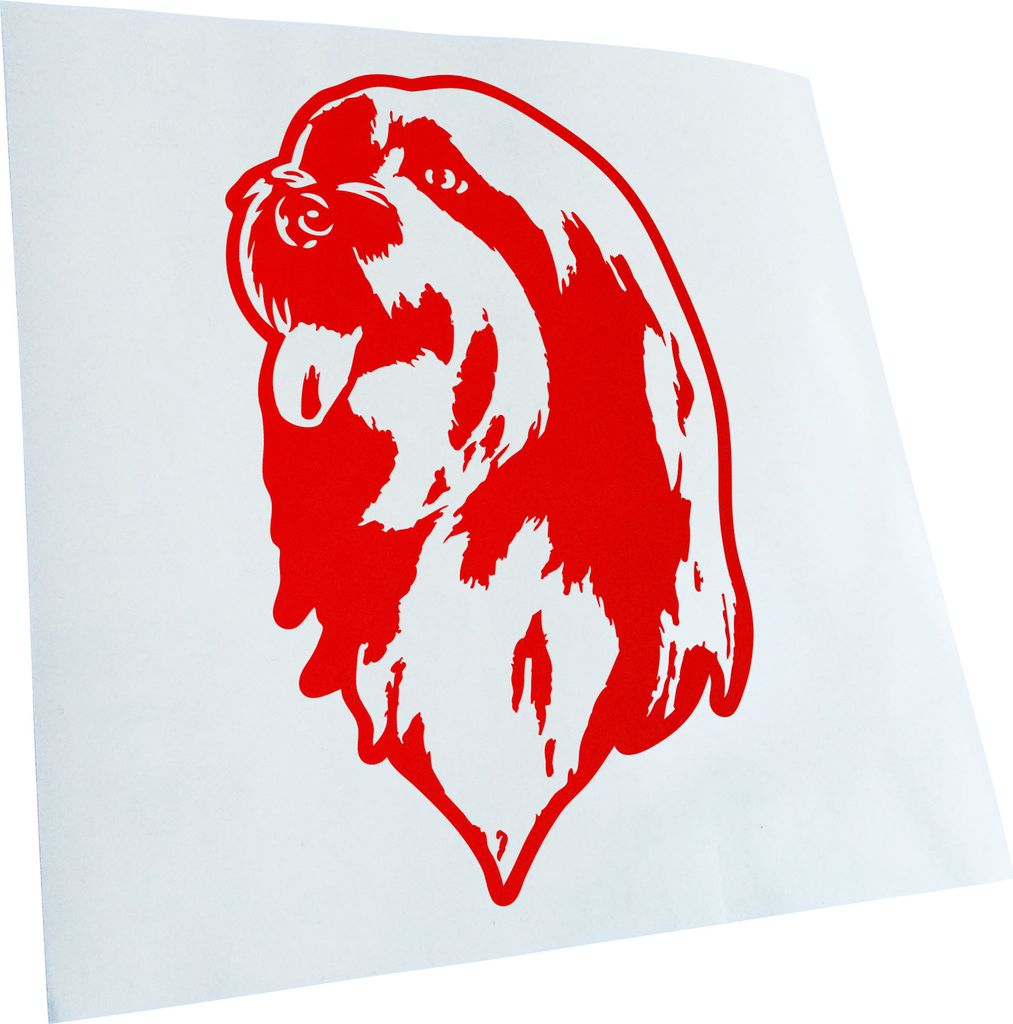 Kiwistar - Autoaufkleber - Bearded Collie Hund - Rot - 60x38cm - Aufkleber für Auto, Laptop, Fahrrad, LKW, Motorrad mehrfarbig JDM Decal Racing