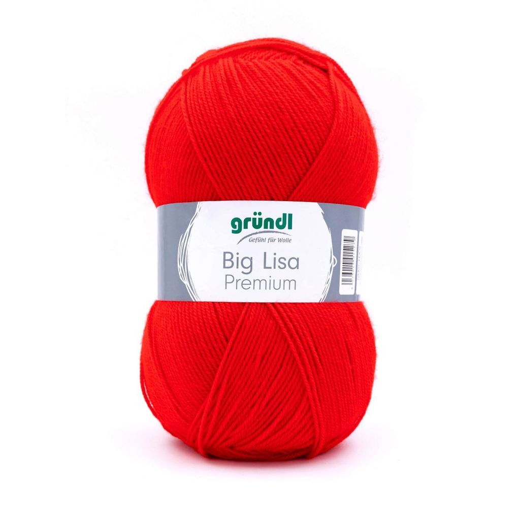 A ball of red yarn with a label.