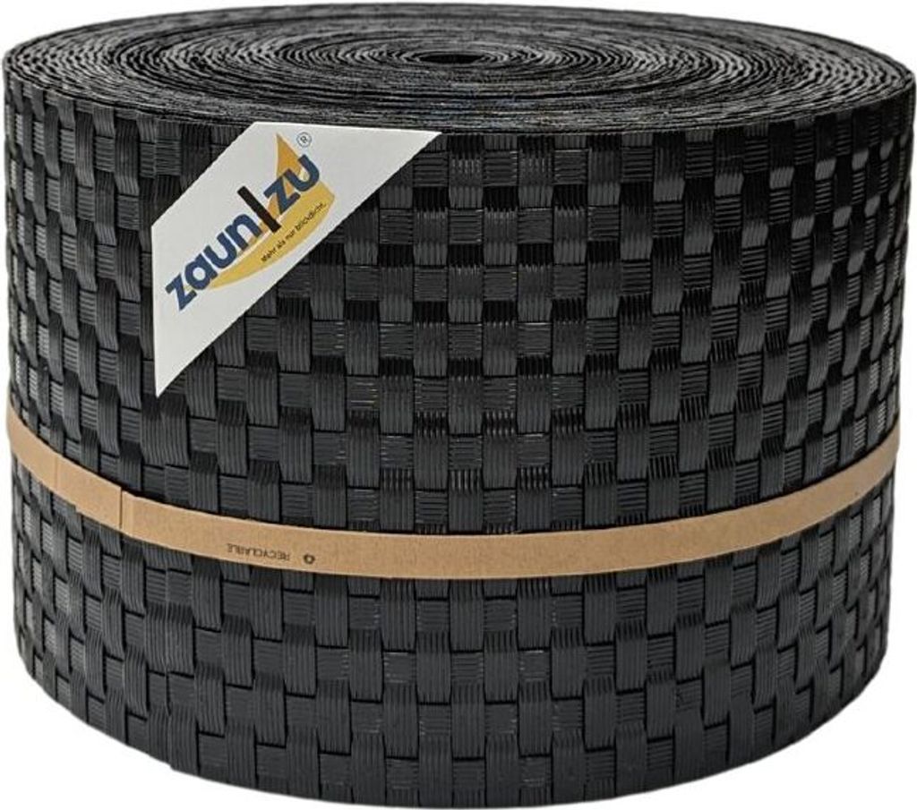 Sichtschutzstreifen zaun|zu RATTAN 26m Rolle Zaunblende für Doppelstabmattenzaun Schwarz 26m