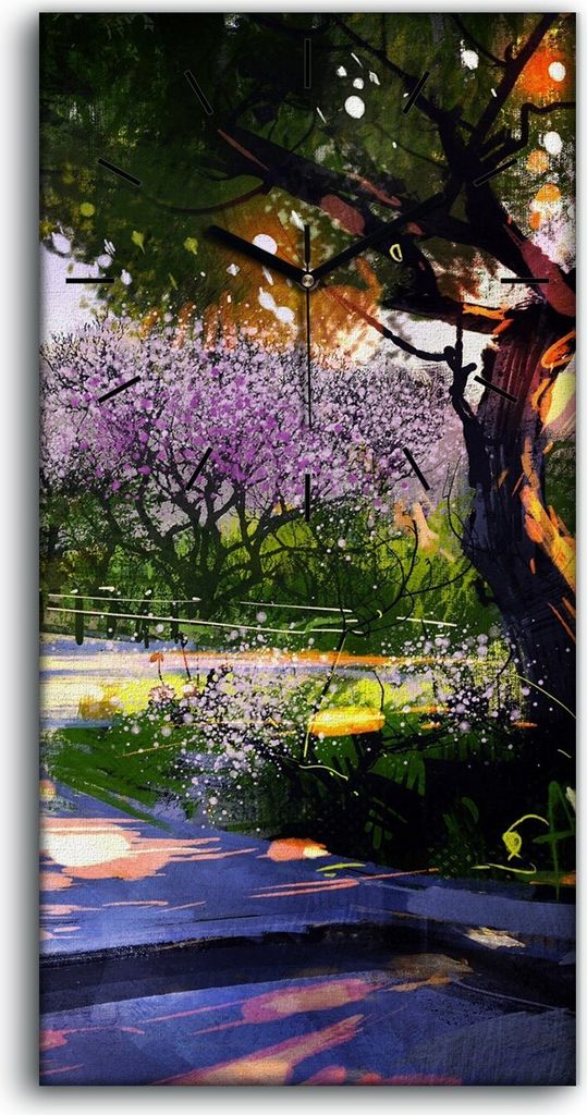 Dekor Leinwand Uhr Wandbilder 30x60 Malerei Bäume Blumen Produktbild 