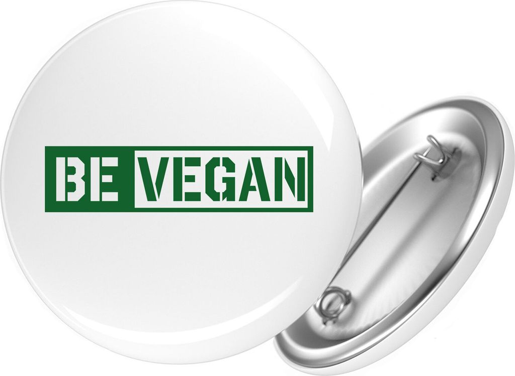 Huuraa Button Be Vegan Modern 59mm rund mit Sicherheitsnadel Ansteckbutton Geschenkidee