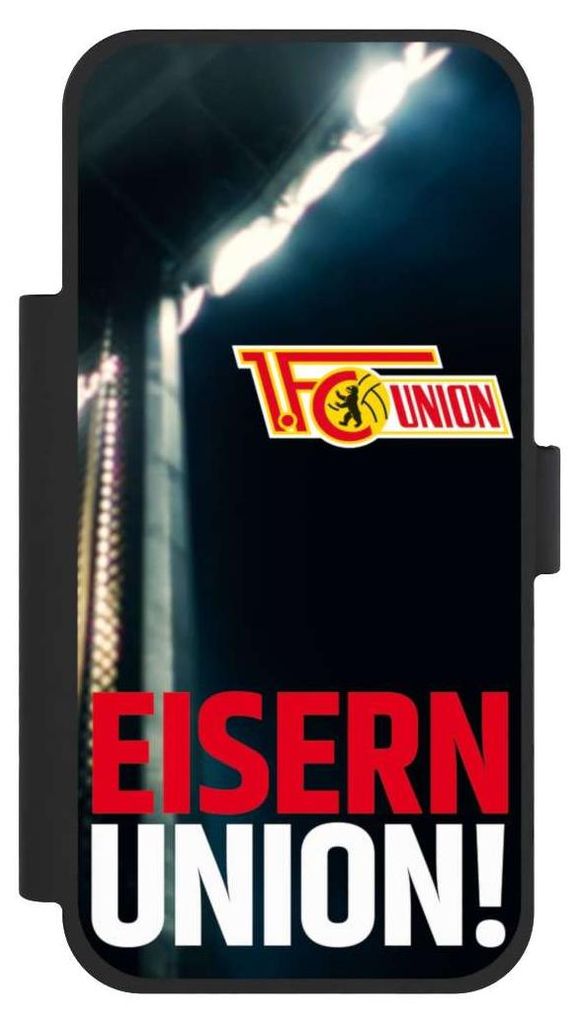 NIVOCASE Klapphülle für Apple iPhone 17 Pro Max Handyhülle aus Kunst Leder NIVOflip schwarz 1. FC Union Berlin Fanartikel Fußball