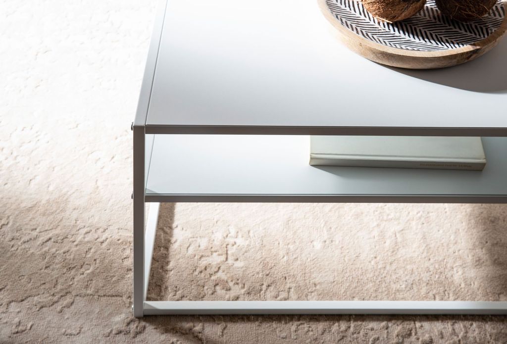 Couchtisch FineBuy Sofatisch 100 cm Weiß Metall Produktbild 5