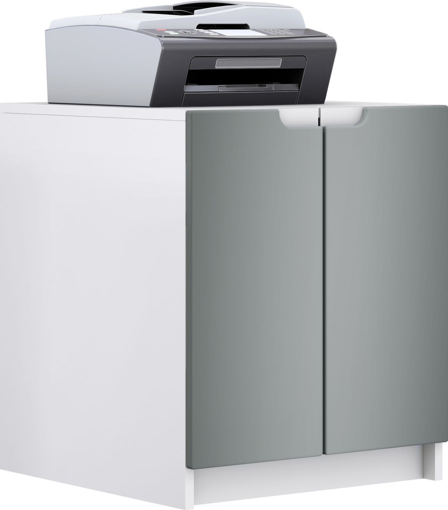 Vladon Druckerkommode Logan, Germany, Aktenschrank mit 2 Fächern und 2 Türen, Korpus in Weiß matt, Fronten in Graphit seidenmatt (51 x 60,5 x 54...