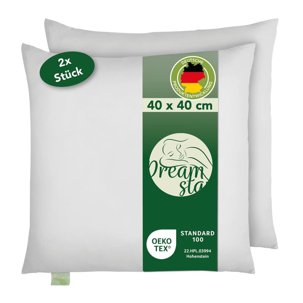 2er Set Eco Microfaser Kopfkissen | 40 x 40 cm | DREAMSTAR Eco | Allergiker geeignet