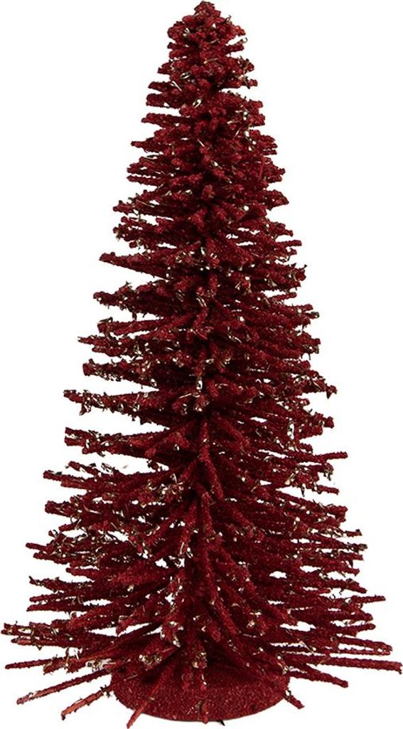 Clayre & Eef Weihnachtsdekorationsfigur Weihnachtsbaum Ø 17x30 cm Rot Holz