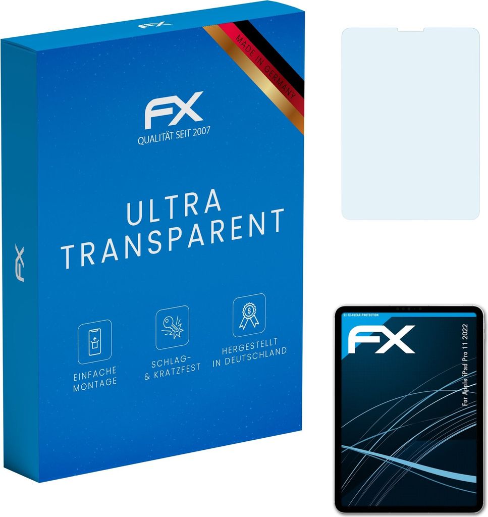 atFoliX FX-Clear 2x Schutzfolie kompatibel mit Apple iPad Produktbild 
