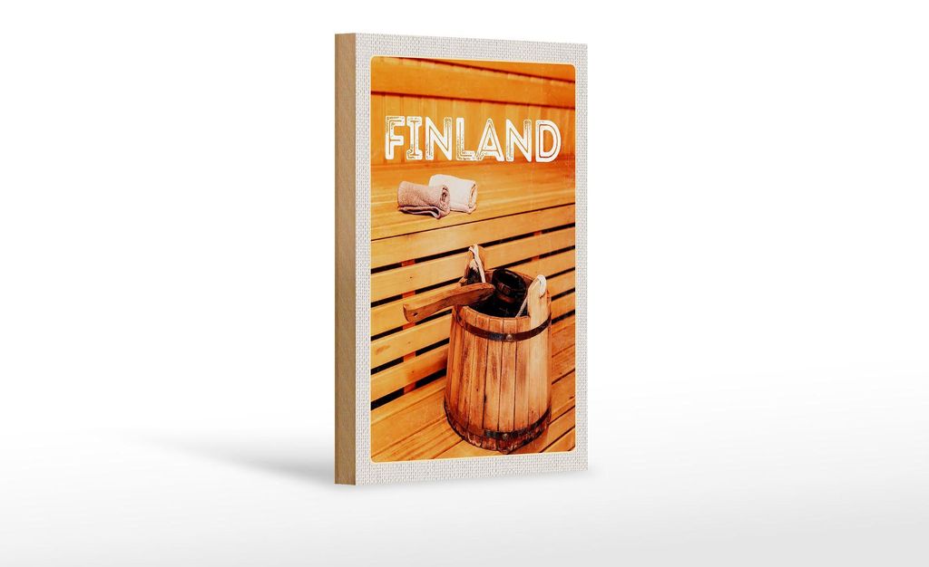 Holzschild Reise 12x18 cm Finnland Sauna Erholung Saunazubehör
