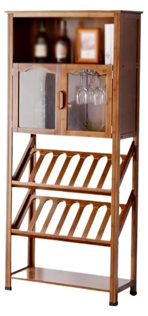 Weinschrank, Rotweinregal, freistehend, kleines Weinregal, schlichtes Retro-Präsentationsregal (L63,8 cm)