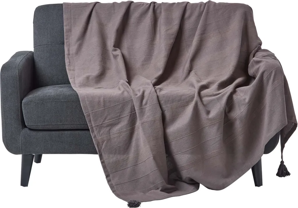 Couvre-lit 150x200 cm gris pour protéger votre lit et canapé pur coton
