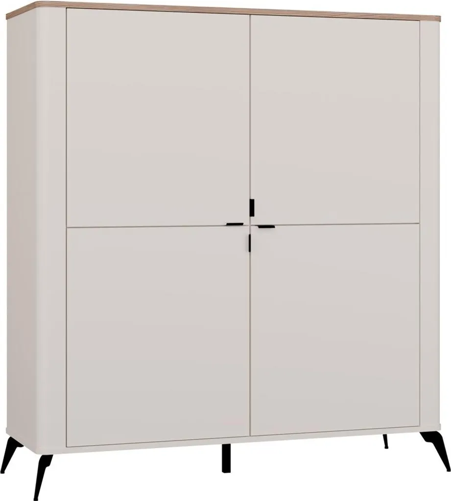 Commode CORDOBA 4D Beige Cachemire et Chêne Castello - Buffet 4 Portes