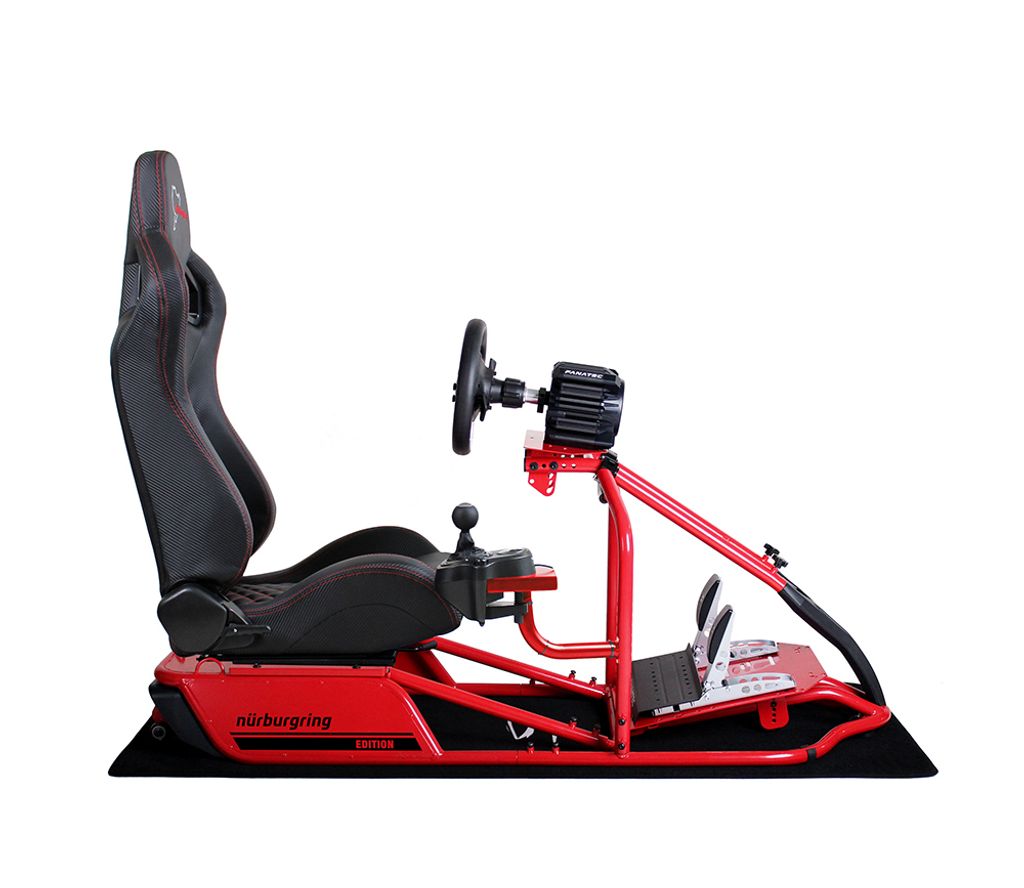 SIM Racing Cockpit Seat Pro Sim Rig ROT | Gaming Simulator Cockpit - Nürburgring Nordschleife Edition NN Edition Carbonfaser Look