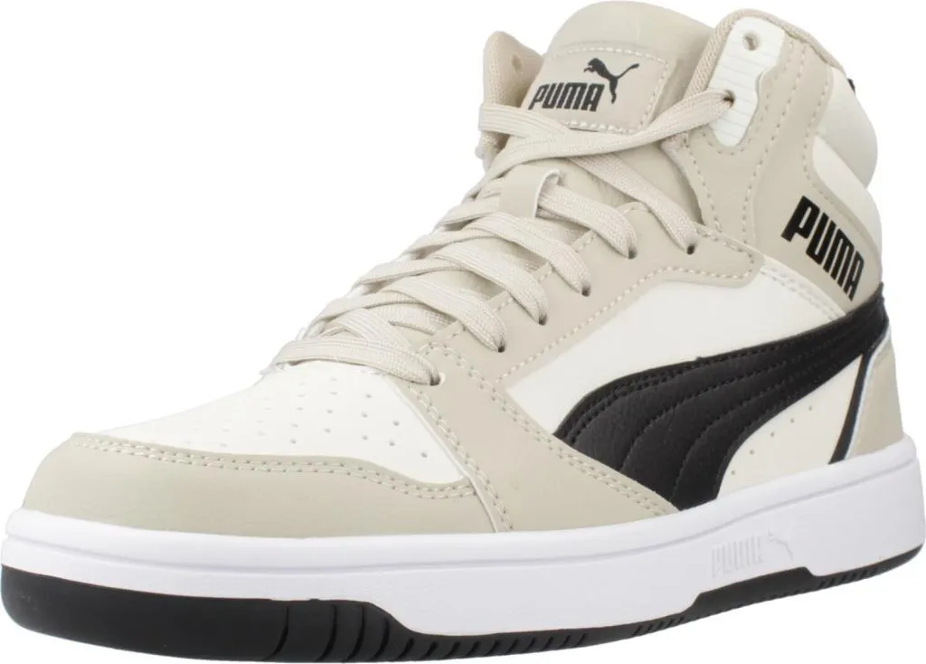 Basket Puma Rebound V6 Mid Jr Beige - Chaussures Montantes Enfant 36-39