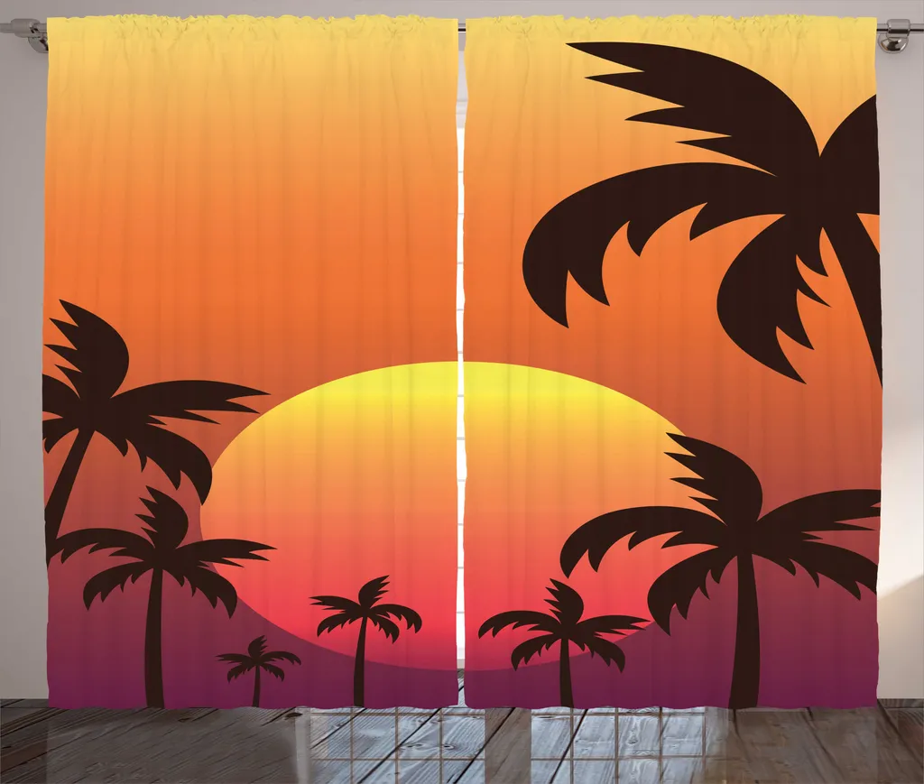 Rideau Universel pour Salon Motif Exotique 280x225 cm avec Attaches