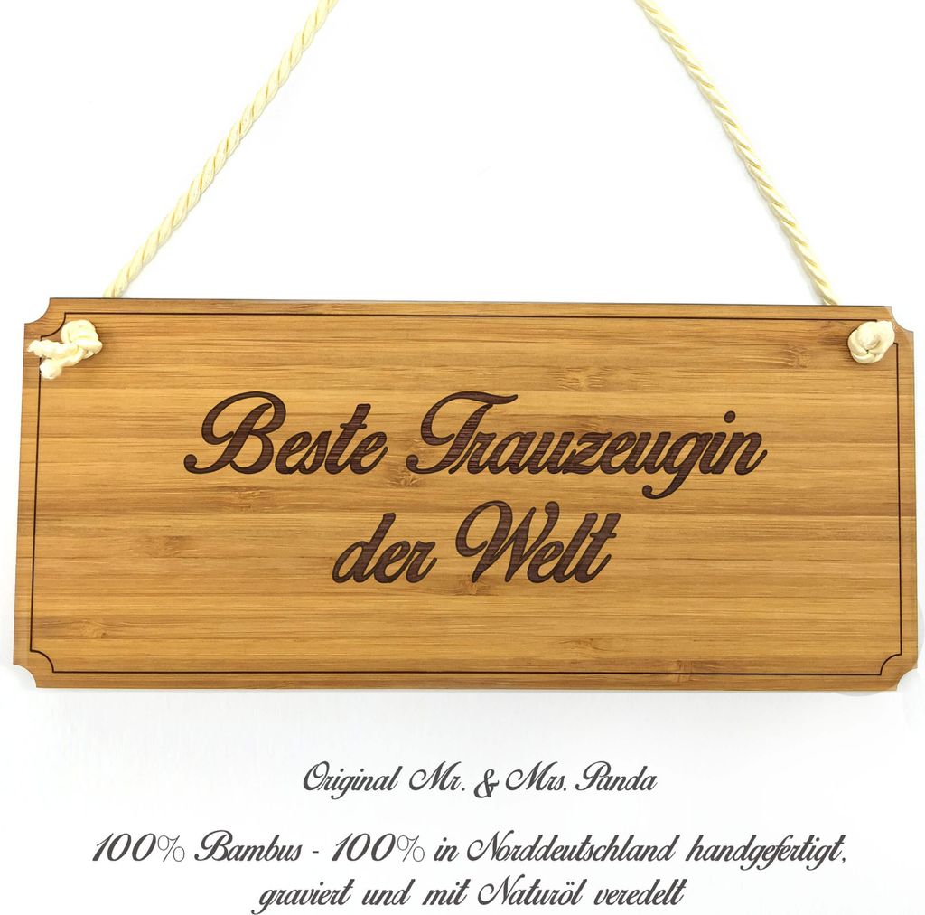 Mr. & Mrs. Panda Hinweisschild Trauzeugin - Geschenk, Graviert, Trauung, Freundin, Wegweiser, Firmenschild, Reklameschild, Landhaus, Türschild, Ho...