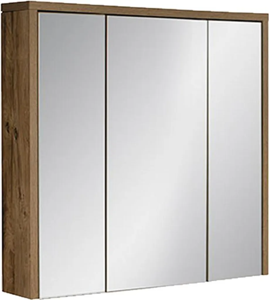 Grand Miroir de Salle de Bain avec Rangement 80cm Finition Bois et Gris