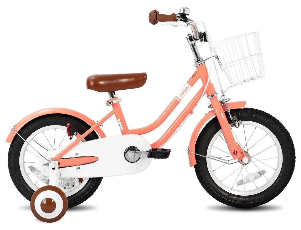 Kinderfahrrad - 14 Zoll (36 cm) - Mit Korb - Schutzbleche und Vollkettenschutz - Stützräder - Für Anfänger 3-6 Jahre - Rosa