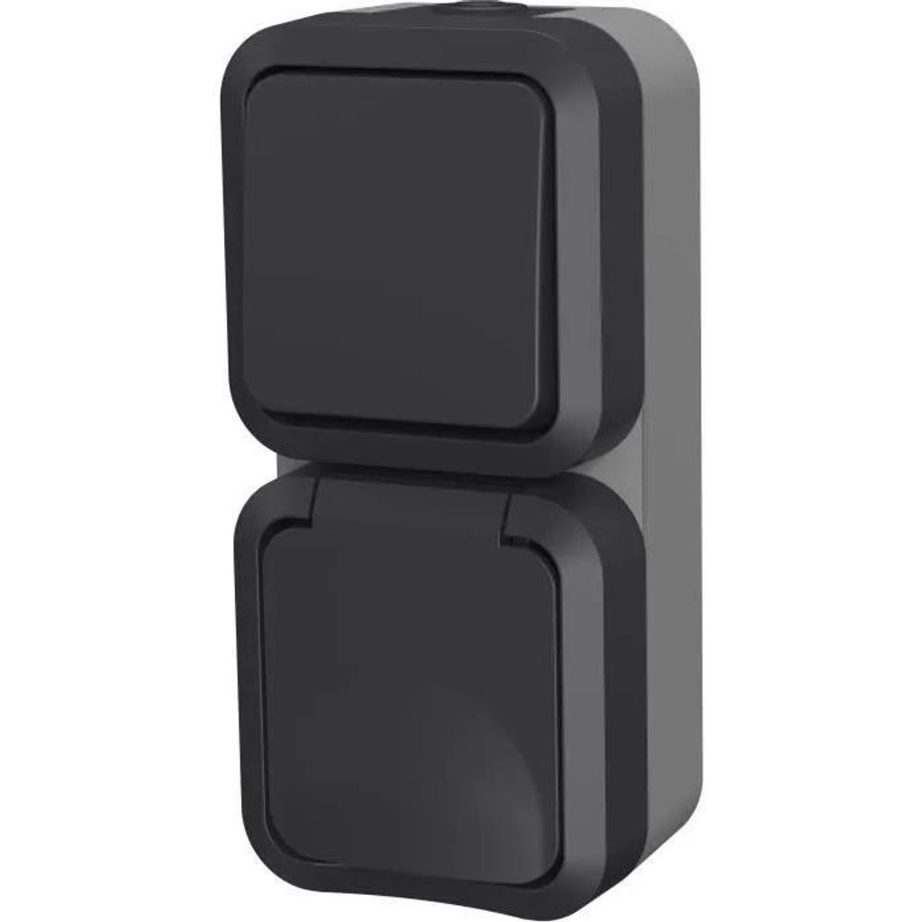 Double Va et vient + Prise verticale extérieur  IP55 - Image du produit 