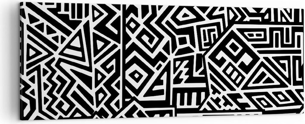 Bild auf Leinwand - Leinwandbild - Einteilig - Op-Art. Schwarz Weiß - 140x50cm - Wand Bild - Wanddeko - Wandbilder - Leinwanddruck - Bilder - Wand...
