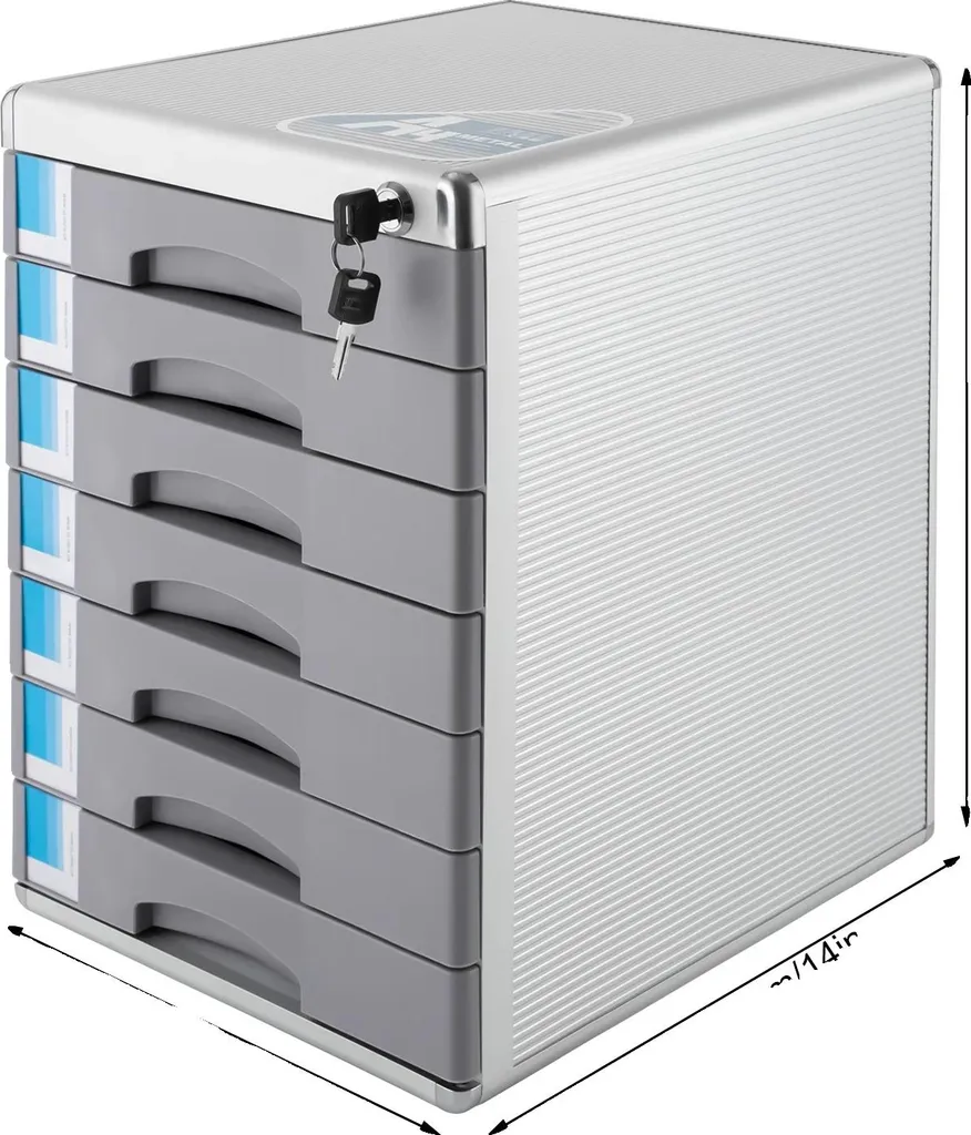 Broyeur de papier 7 Tiroirs Aluminium Gris - Bloc de classement sécurisé