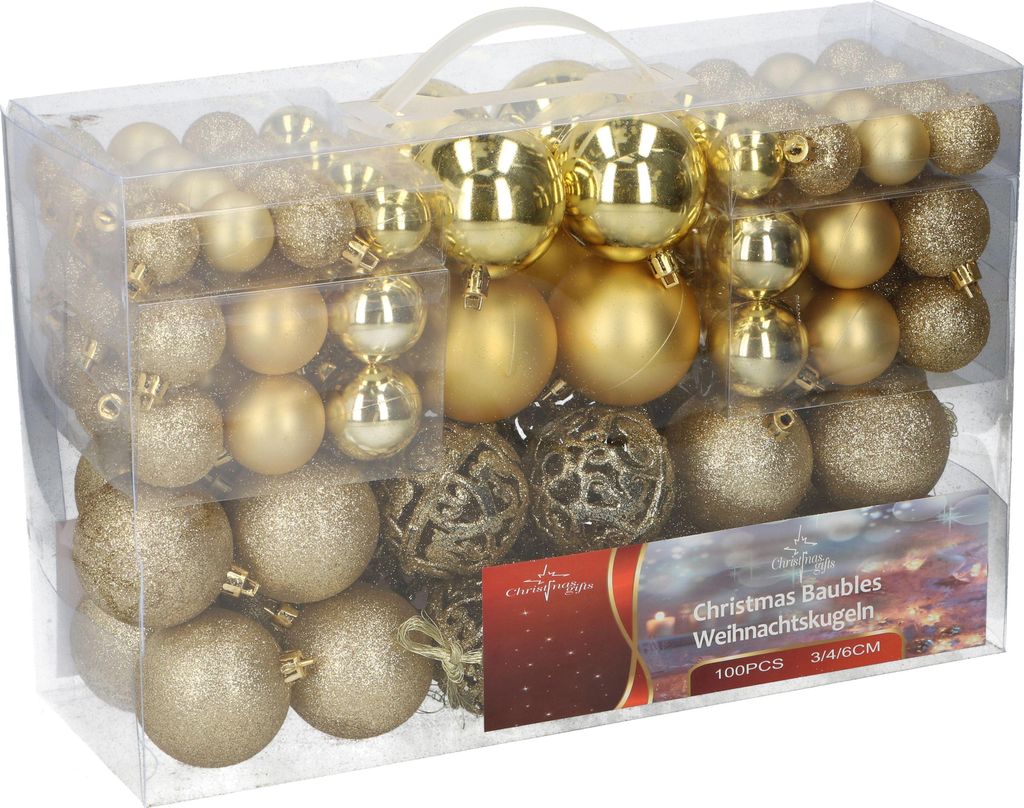 Christmas Gifts Weihnachtskugeln Set Gold - 100 Kunststoff Produktbild 10