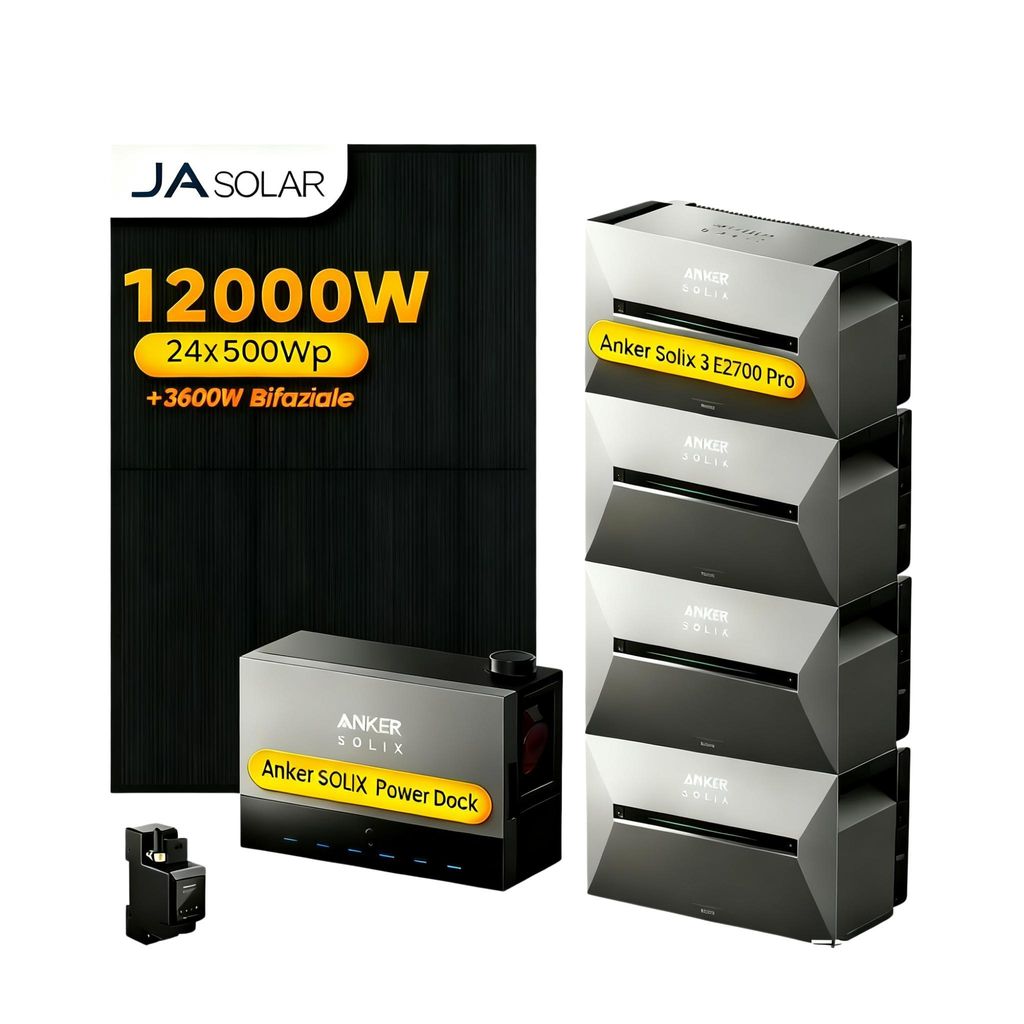 Anker SOLIX Power Dock Multisystem mit 4x Solarbank 3 E2700 Pro & 24x 500W JA Solar Modulen -Speicher Balkonkraftwerk Komplettset inkl. Smart Meter