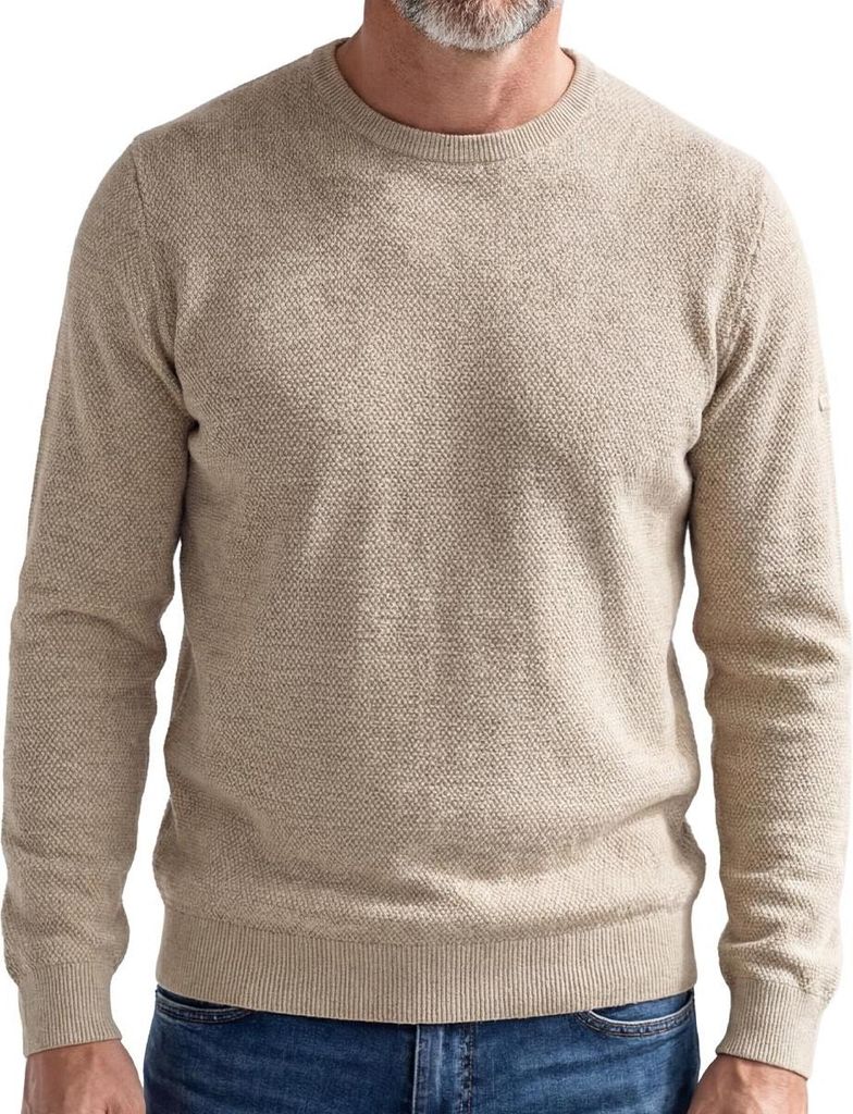 REDMOND Casual Herren Strick-Pullover Rundhals Comfort Beige XL