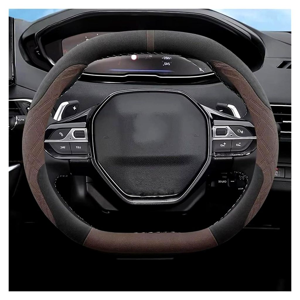 Auto Lenkradbezüge Lenkradbezug Aus Wildleder Für Peugeot E Für Rifter 3008 2008 508 308 208 408 2021 2022 2023 2024 2025 Lenkradbezug(Double D ...