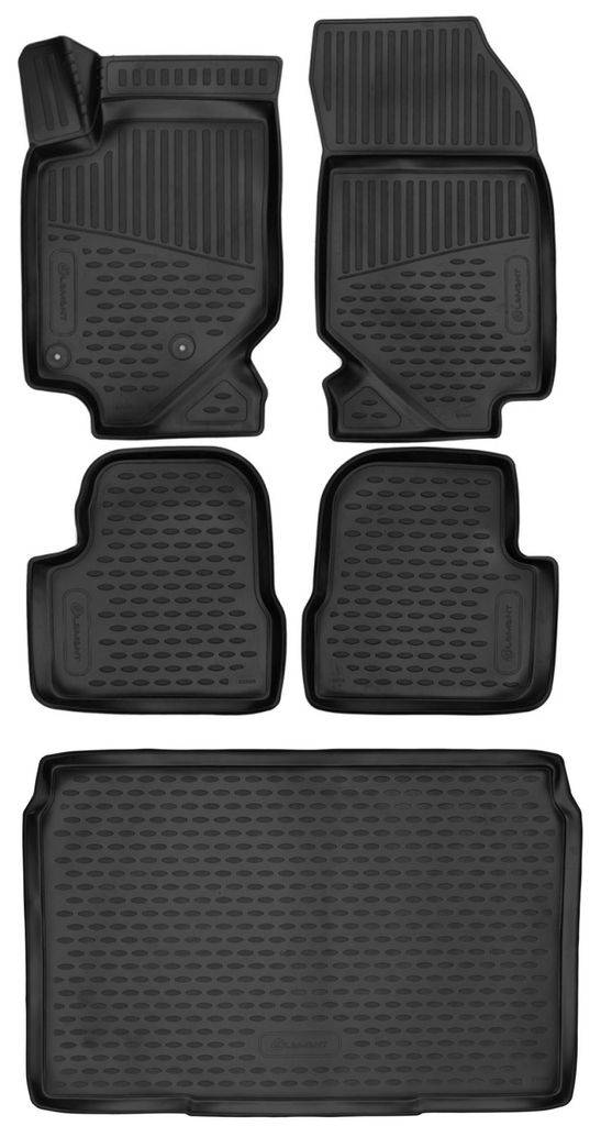 Gummi Kofferraumwanne + Fußmatten Set für Opel Corsa F, Bj. 2019-, schwarz