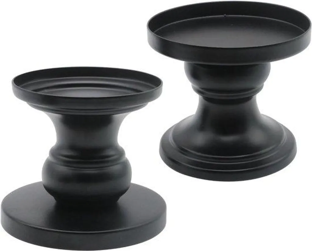 Bougeoirs noirs mats 20 cm en fer forgé, supports de bougie stables